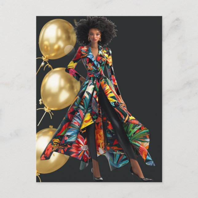 Postal Reina Negra Afroamericana Melanina Tienda Sista (Anverso)