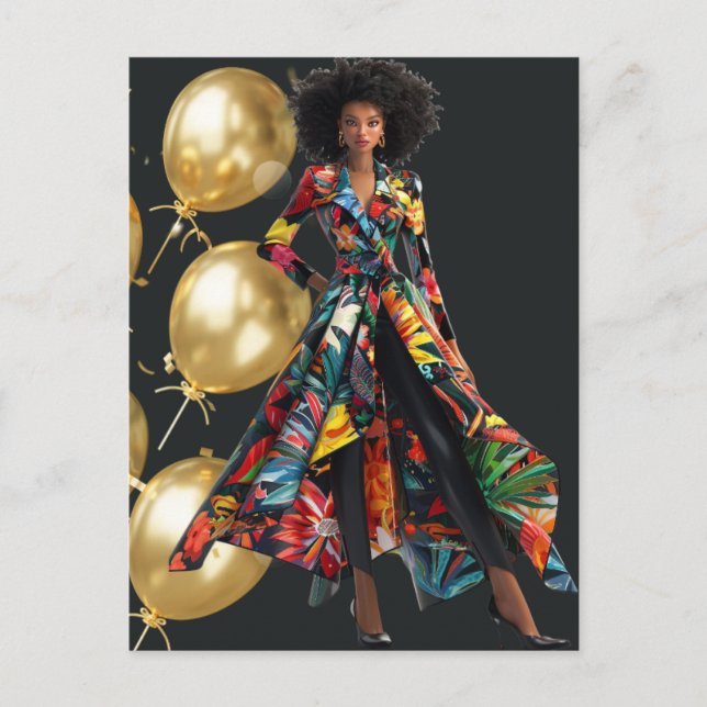 Postal Reina Negra Estadounidense Africana Melanina Sista (Anverso)