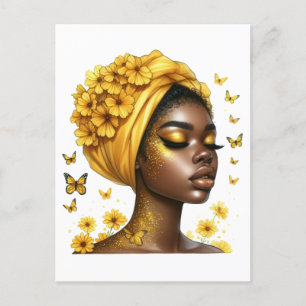 Postal Reina negra melanina cumpleaños de amor de hermana
