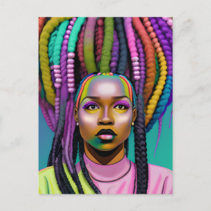 Postal Reina negra melanina Sista Belleza afroamericana