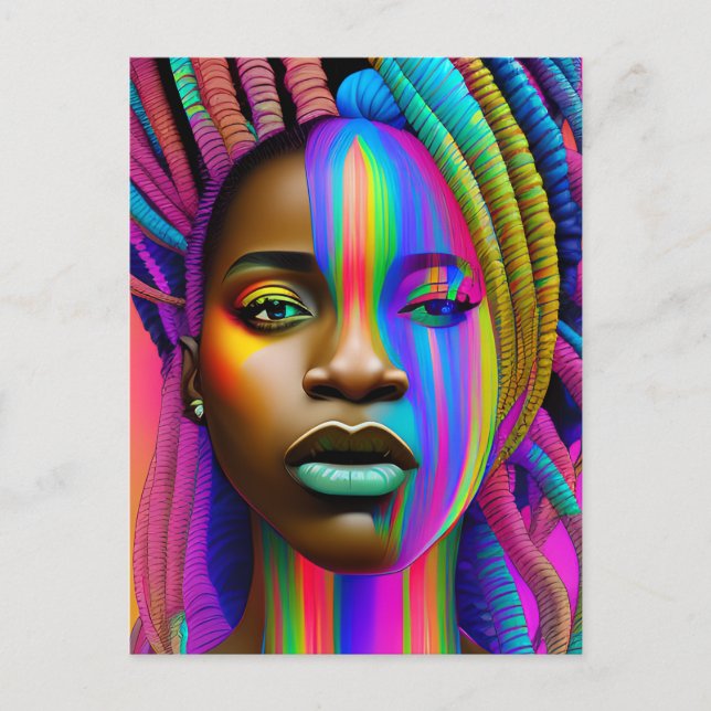 Postal Reina negra melanina Sista Belleza afroamericana (Anverso)