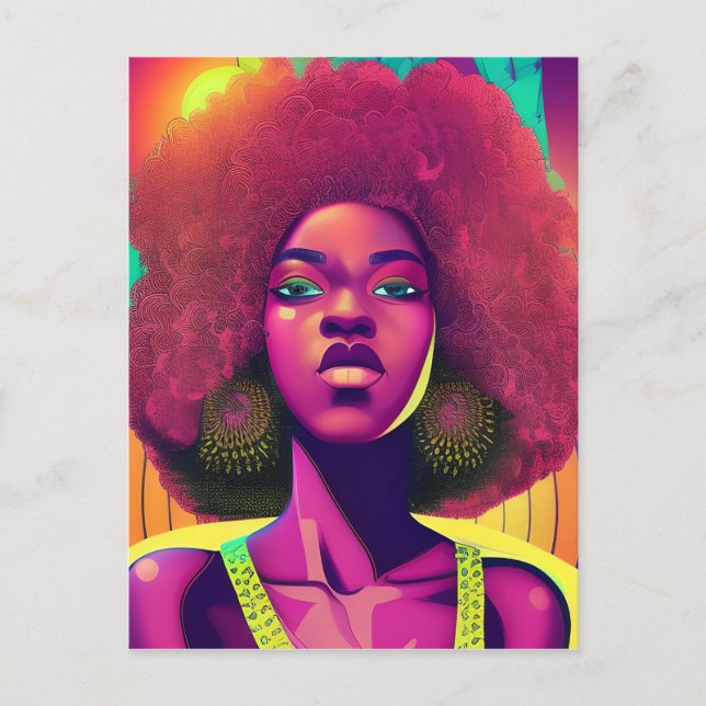 Postal Reina negra melanina Sista mujer afroamericana (Anverso)