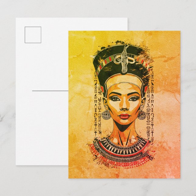 Postal Reina real de Egipto - Arte neo-faraón moderno (Anverso / Reverso)
