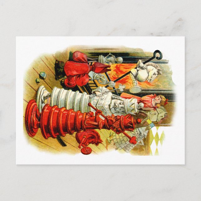 Postal Reina roja y Rey blanco en el fuego (Anverso)