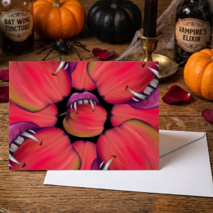 Postal Reina vampira de Holloween buscando manzanas