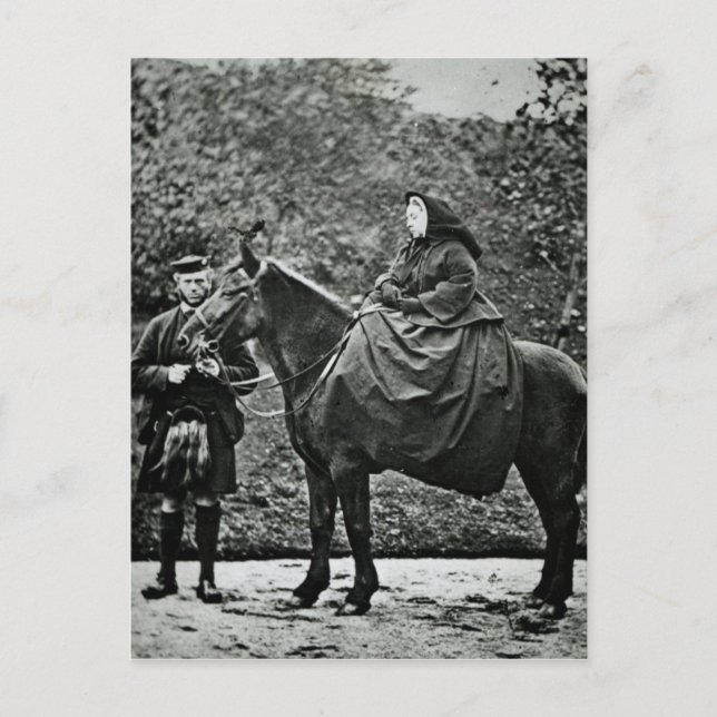 Postal Reina Victoria a caballo en Balmoral, 1863 (Anverso)