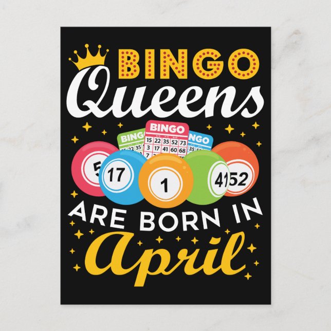 Postal Reinas del Bingo Nacen en Cumpleaños de Abril (Anverso)