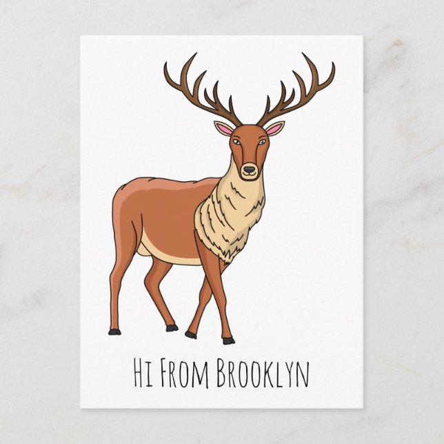 Postal Reindeer cartoon illustration (Anverso)