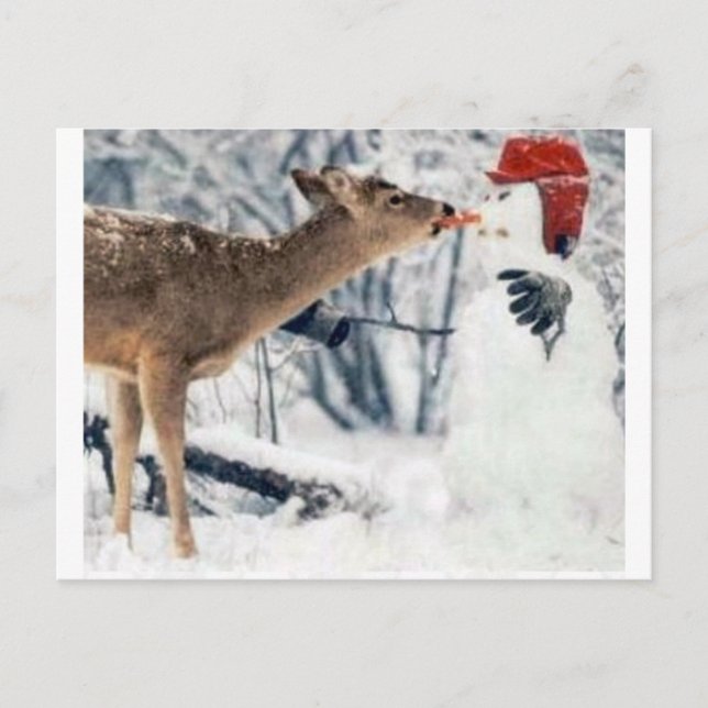Postal Reindeer comiendo a Snowman (Anverso)