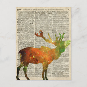 Postal Reindeo Espacial Sobre Una Antigua Página De Dicci