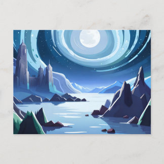 Postal Reino con una luna brillante
