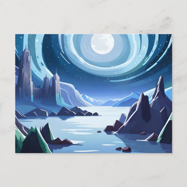 Postal Reino con una luna brillante (Anverso)