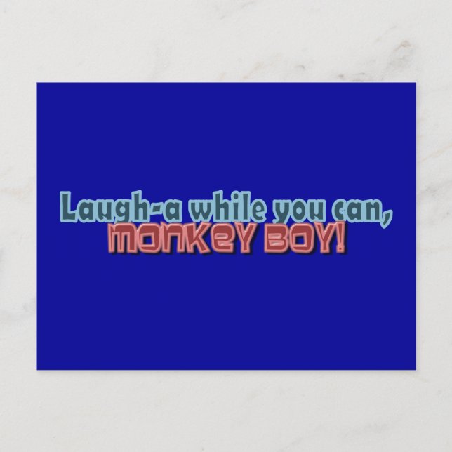 Postal Reírse Mientras Puedes Monkey Boy Design (Anverso)