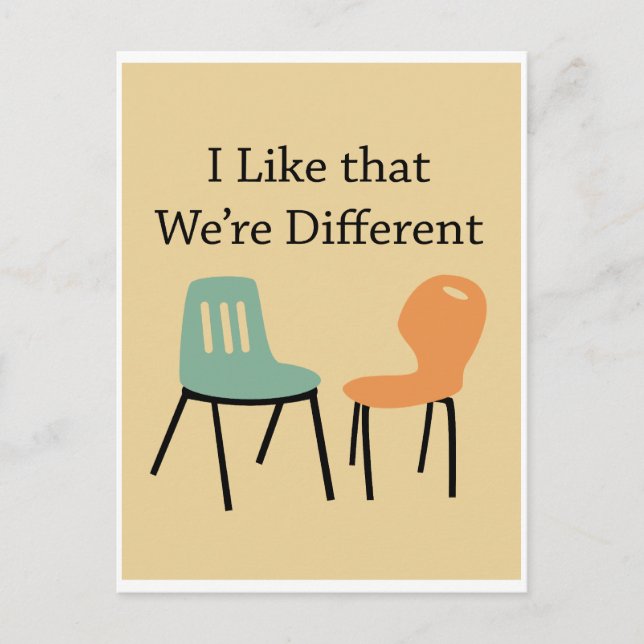 Postal Relación de amor que me gusta que seamos diferente (Anverso)