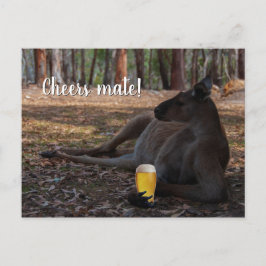 Postal Relajación canguro con cerveza Australia gracioso
