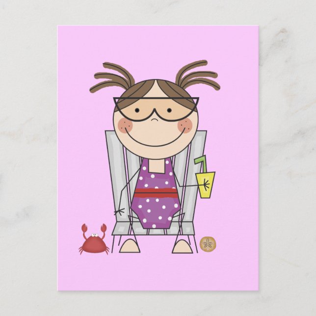 Postal Relajación chica en camisetas y regalos de playa (Anverso)