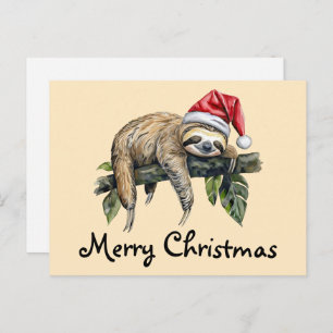 Postal Relajación de Sloth con un gorra Navidad 1