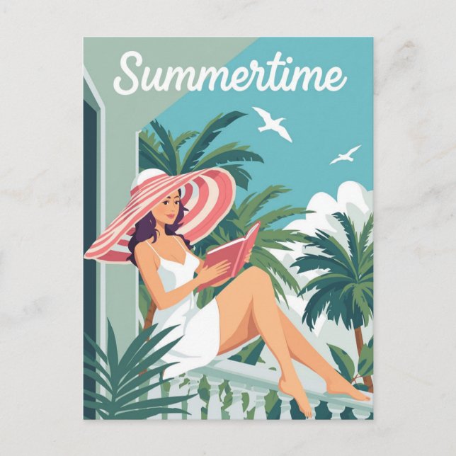 Postal Relajación en verano Vintage (Anverso)
