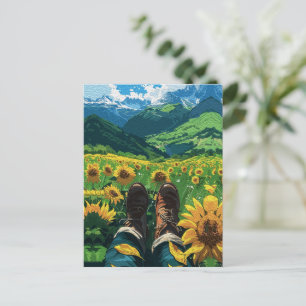 Postal Relajándose en el Paraíso de los Girasoles
