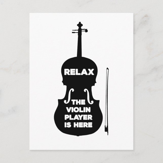 Postal Relájese El Violin Player está aquí (Anverso)