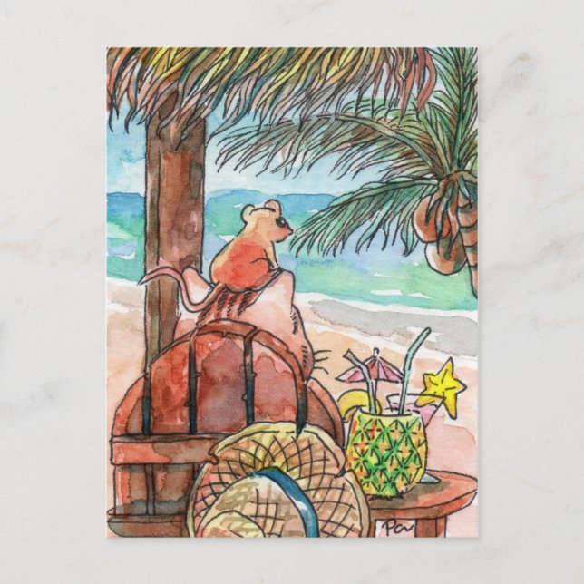 Postal Relájese en la playa (Anverso)