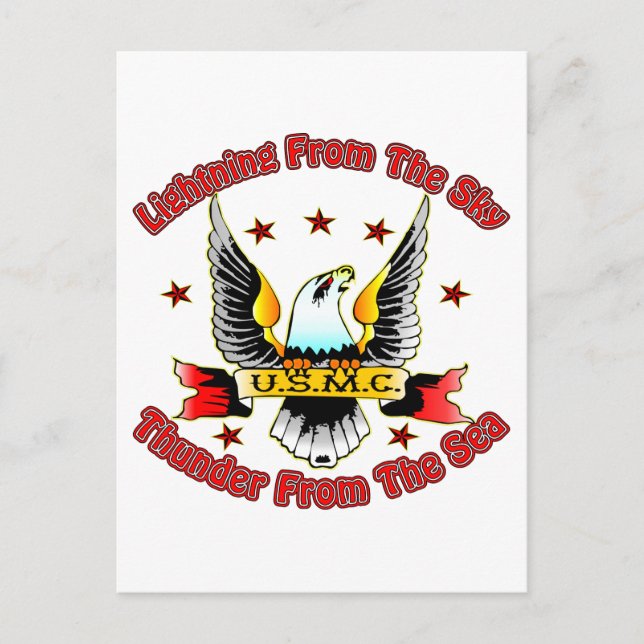 Postal Relámpago del USMC desde el cielo desde el mar (Anverso)
