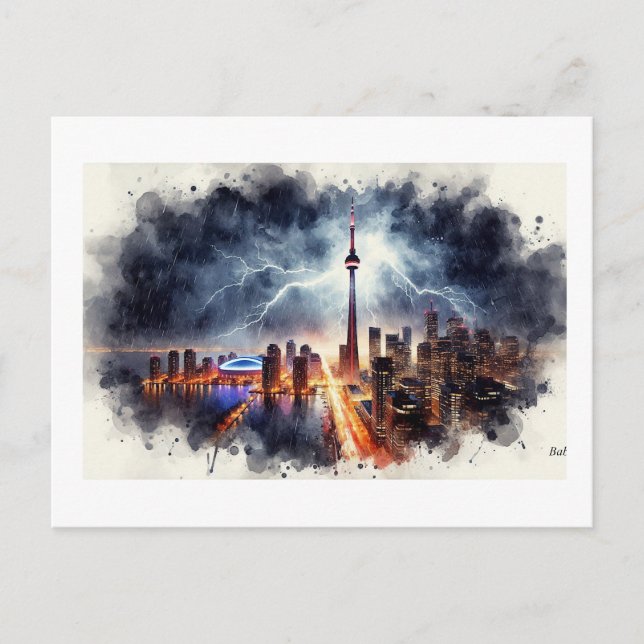 Postal Relámpagos sobre Toronto,  (Anverso)