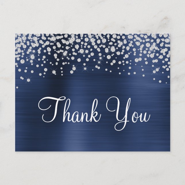 Postal Relieve metalizado azul marino Diamond Confetti Gr (Anverso)