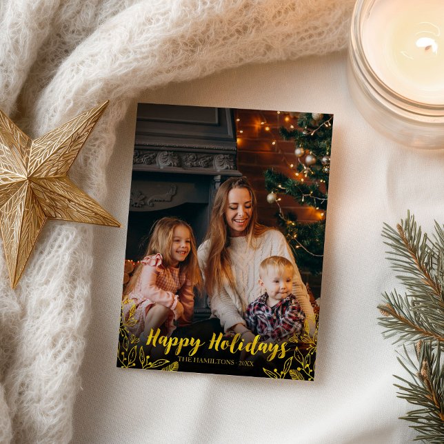 Postal Relieve metalizado de follaje lindo Navidades de f (Subido por el creador)