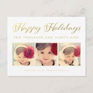 Postal Relieve metalizado dorado Bebés Primer Navidad Fot