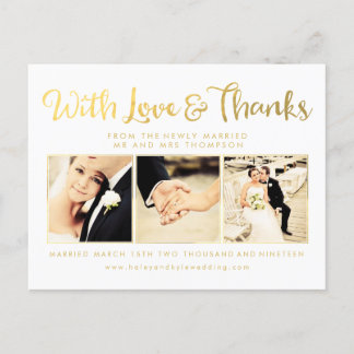 Postal Relieve metalizado dorado blanco con amor y gracia