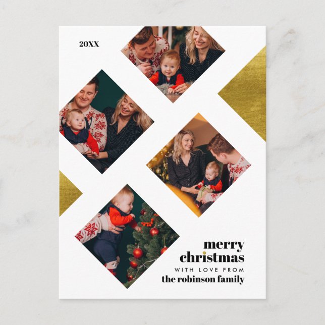 Postal Relieve metalizado dorado elegante y vacaciones de (Anverso)