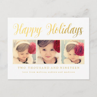Postal Relieve metalizado dorado Felices Fiestas Noches F