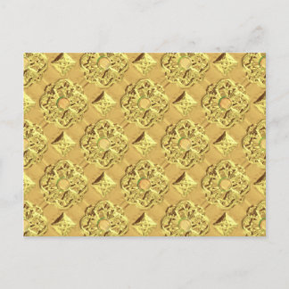 Postal Relieve metalizado dorado Grabado en relieve
