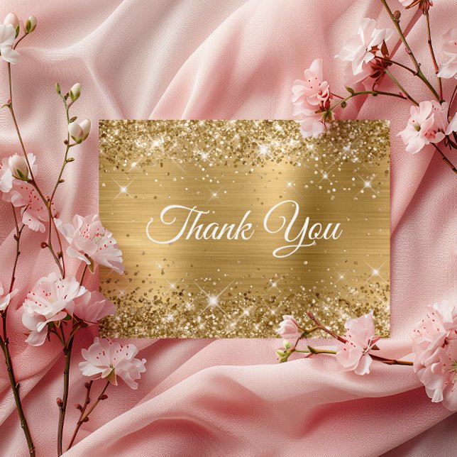 Postal Relieve metalizado dorado Purpurinoso 30 cumpleaño (Glittery Gold Foil 30th Birthday Thank You Postcard)