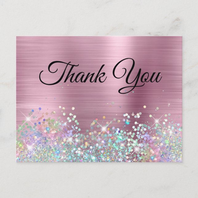 Postal Relieve metalizado Girly Rosa Holo Purpurina Graci (Anverso)
