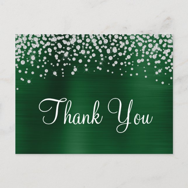 Postal Relieve metalizado verde oscuro Diamond Confetti G (Anverso)