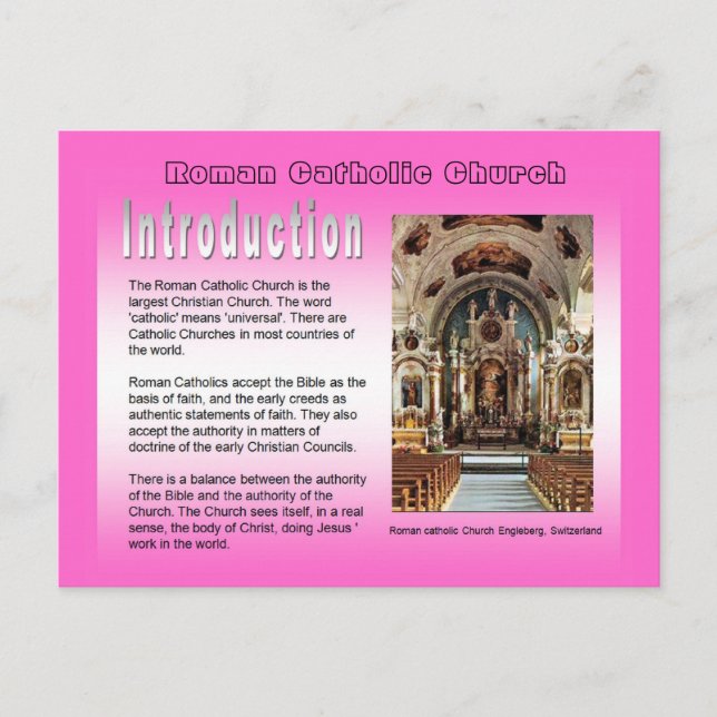 Postal Religión, Iglesia Católica Romana, Introducción (Anverso)
