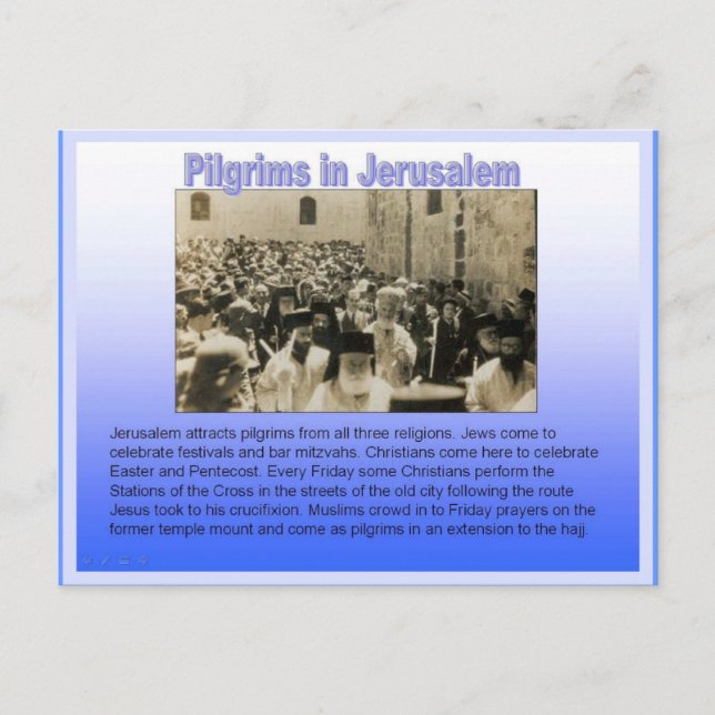 Postal Religión, peregrinos en Jerusalén (Anverso)