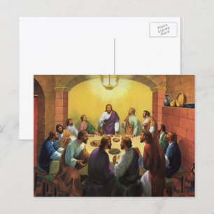 Postal Religión Vintage, Última Cena con Jesucristo