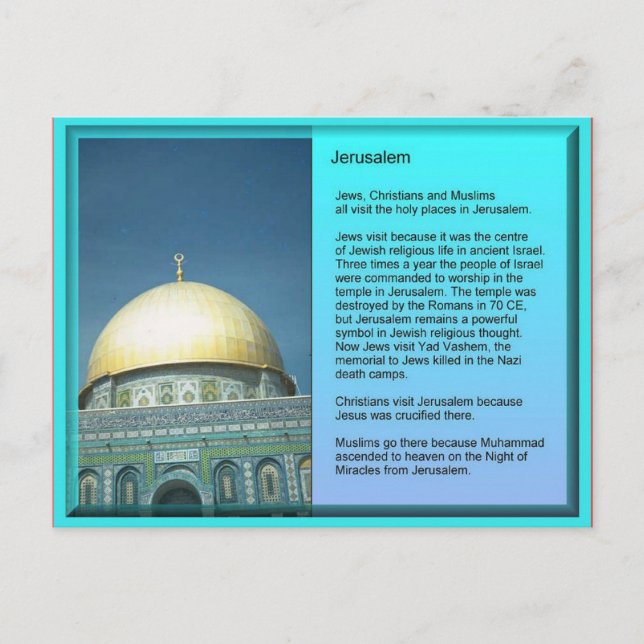 Postal Religión, visitantes a Jerusalén (Anverso)