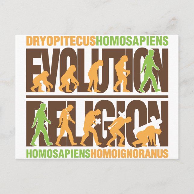 Postal Religión Vs Evolución (Anverso)