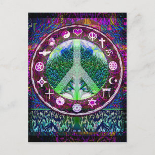 Postal Religiones mundiales Árbol de la vida de la paz Ma
