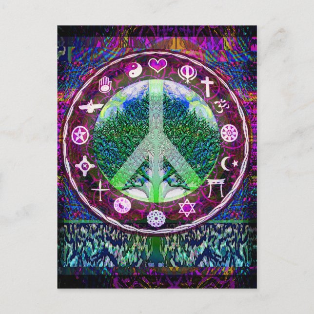 Postal Religiones mundiales Árbol de la vida de la paz Ma (Anverso)