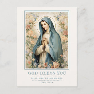 Postal Religiosa Bendita Madre María Floral Católica