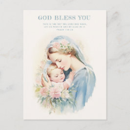 Postal Religiosa Bendita Madre María Niño Jesús Floral