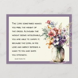 Postal Religioso católico San Padre Pío Cita Floral