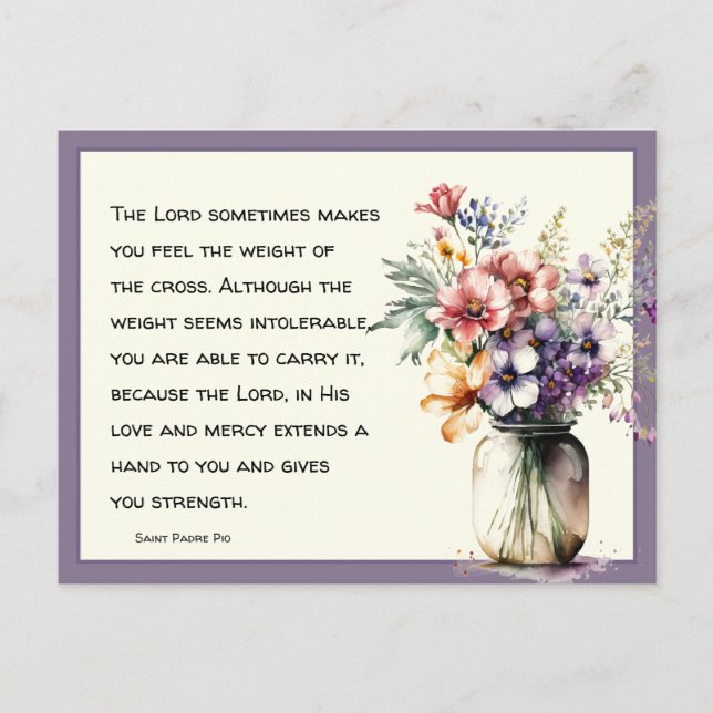 Postal Religioso católico San Padre Pío Cita Floral (Anverso)