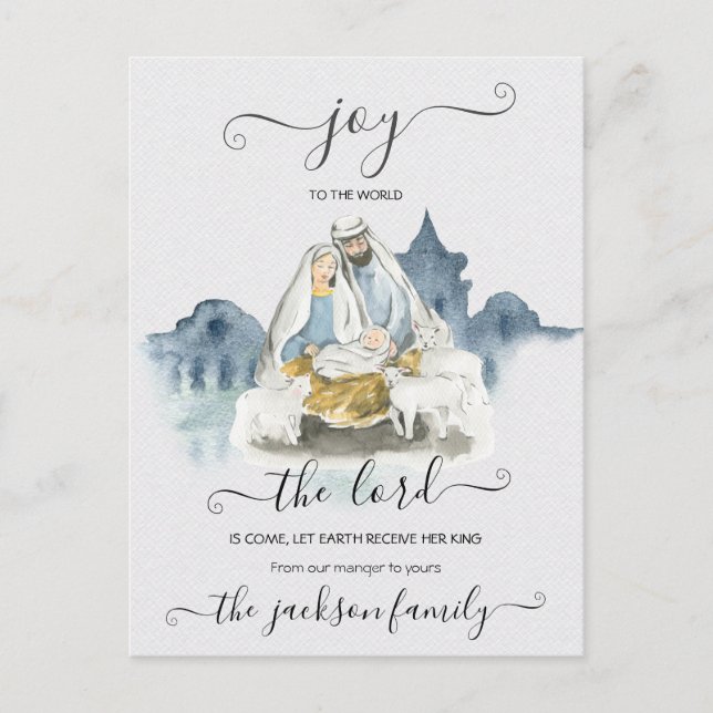Postal Religious Christmas with baby Jesus, Mary & Joseph (Anverso)