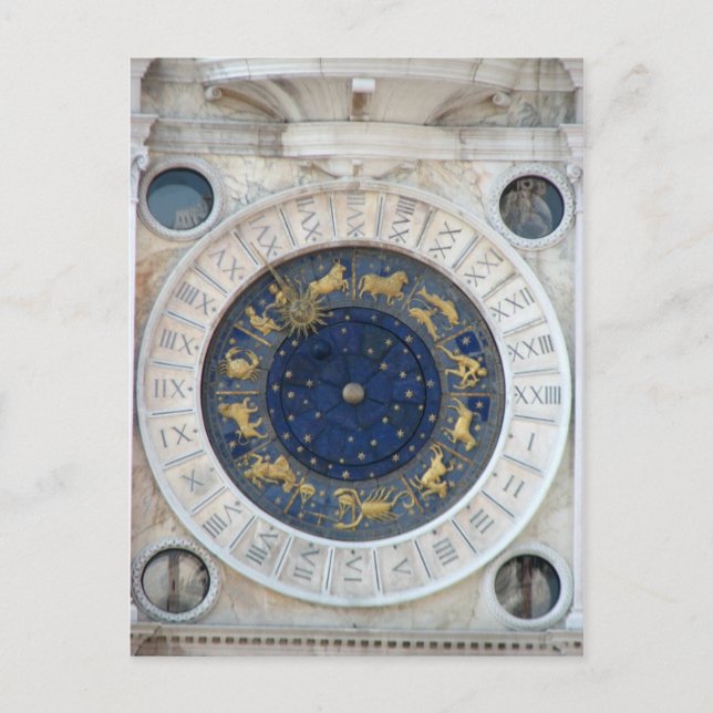Postal Reloj astrológico, Piazza San Marco, Venecia (Anverso)